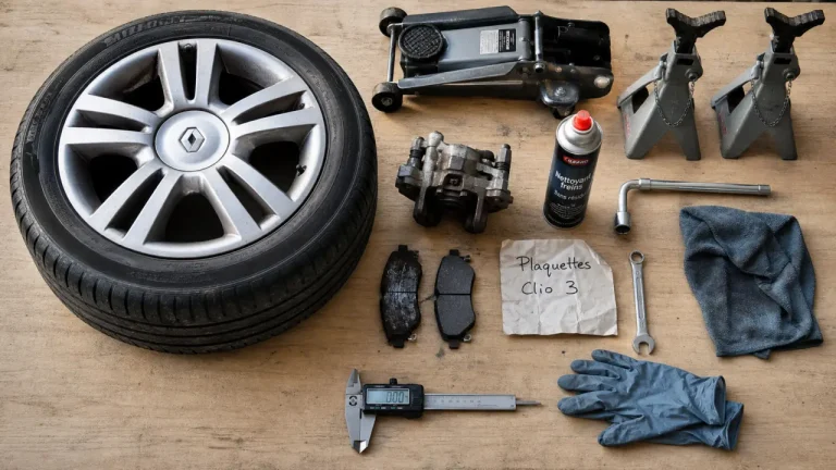 Changer les plaquettes de frein Clio 3 : outils, étrier et nouvelles plaquettes