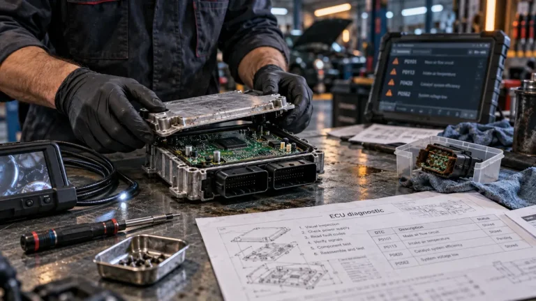 Réparer calculateur moteur, ECU ouvert en atelier