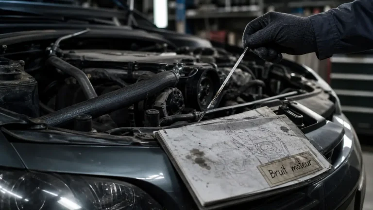 Voiture bruit moteur : capot ouvert et contrôle atelier